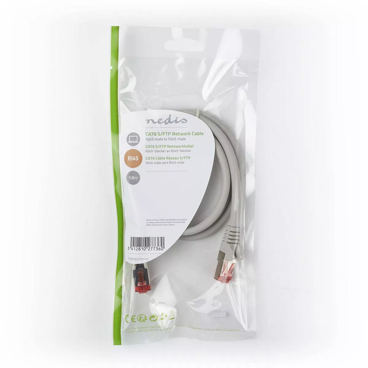 Cablu SFTP CAT6 1m RJ45 tata - RJ45 tata gri Nedis [3]