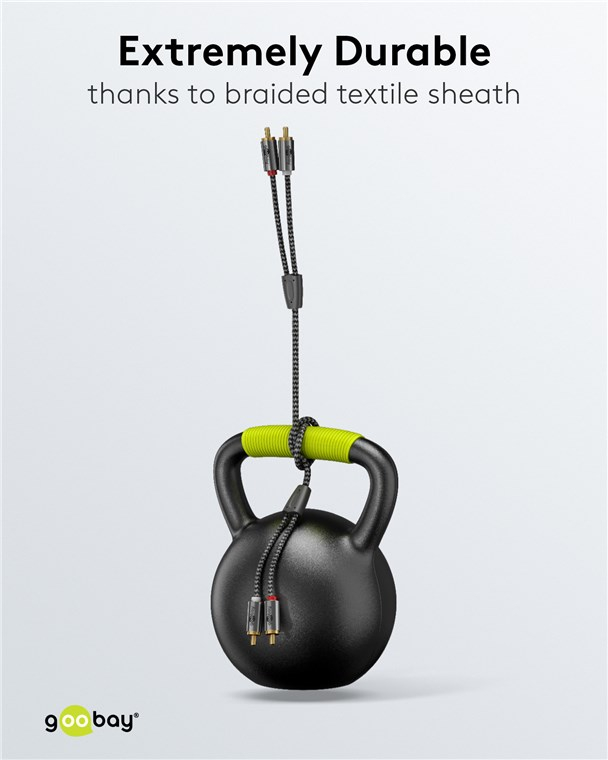 Cablu stereo 2x RCA tata-tata 1m premium extrem de flexibil textil negru Goobay Plus 65292 – IoElectronice.ro [7]