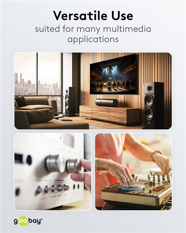 Cablu stereo 2x RCA tata-tata 5m premium extrem de flexibil textil negru Goobay Plus 65295 – IoElectronice.ro [5]