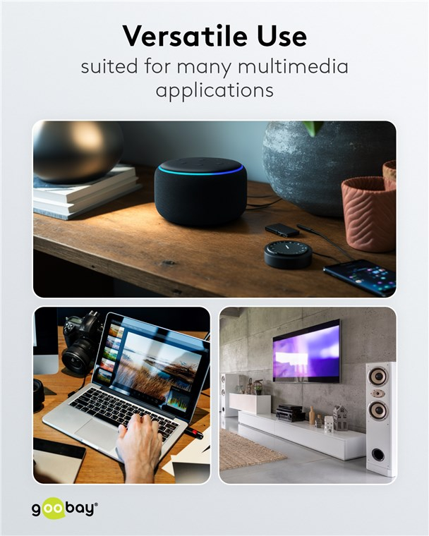 Cablu stereo premium extrem de flexibil Jack 3.5 mm tata - 2x RCA tata 0.5m cablu textil negru Goobay Plus 65284 – IoElectronice.ro [9]