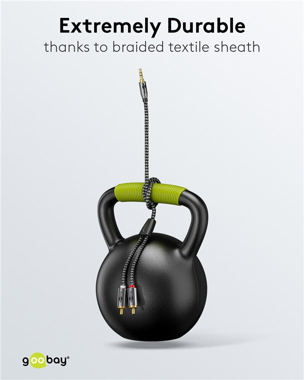 Cablu stereo premium extrem de flexibil textil 3m Jack 3.5 mm tata - 2x RCA tata negru Goobay Plus 65289 – IoElectronice.ro [9]