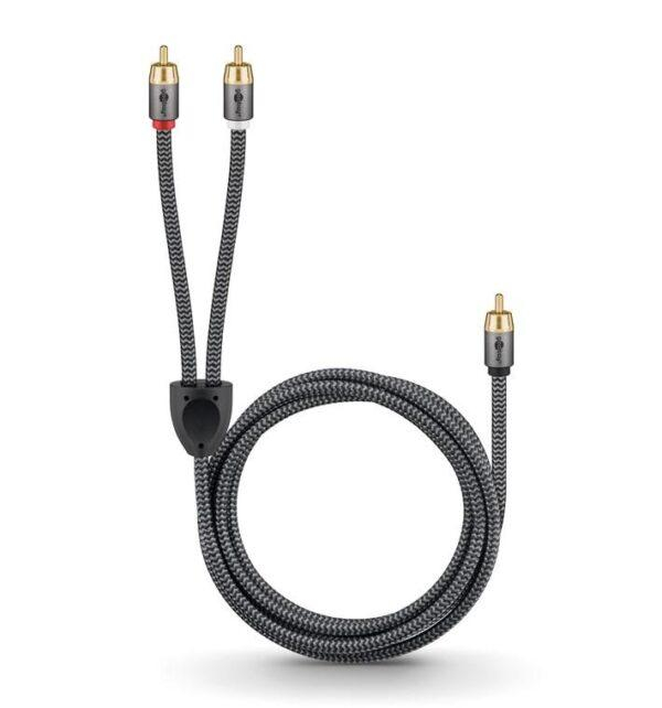 Cablul Subwoofer Premium RCA Y 2m, Flexibil, Negru, Goobay Plus 65300 – Sunet Puternic și Clar [8]