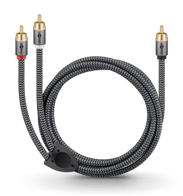 Cablul Subwoofer Premium RCA Y 2m, Flexibil, Negru, Goobay Plus 65300 – Sunet Puternic și Clar [7]