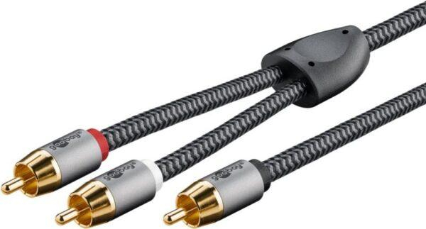 Cablul Subwoofer Premium RCA Y 2m, Flexibil, Negru, Goobay Plus 65300 – Sunet Puternic și Clar [10]