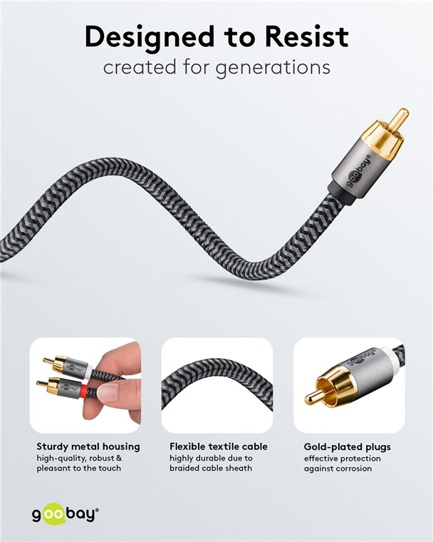 Cablu subwoofer premium flexibil RCA Y 3m RCA tata - 2x RCA tata negru Goobay Plus 65301 – IoElectronice.ro [3]