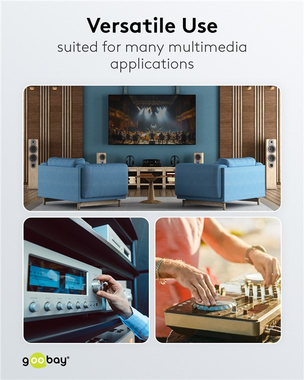 Cablu subwoofer premium flexibil RCA Y 5m RCA tată - 2x RCA tată negru Goobay Plus 65302 – IoElectronice.ro [5]