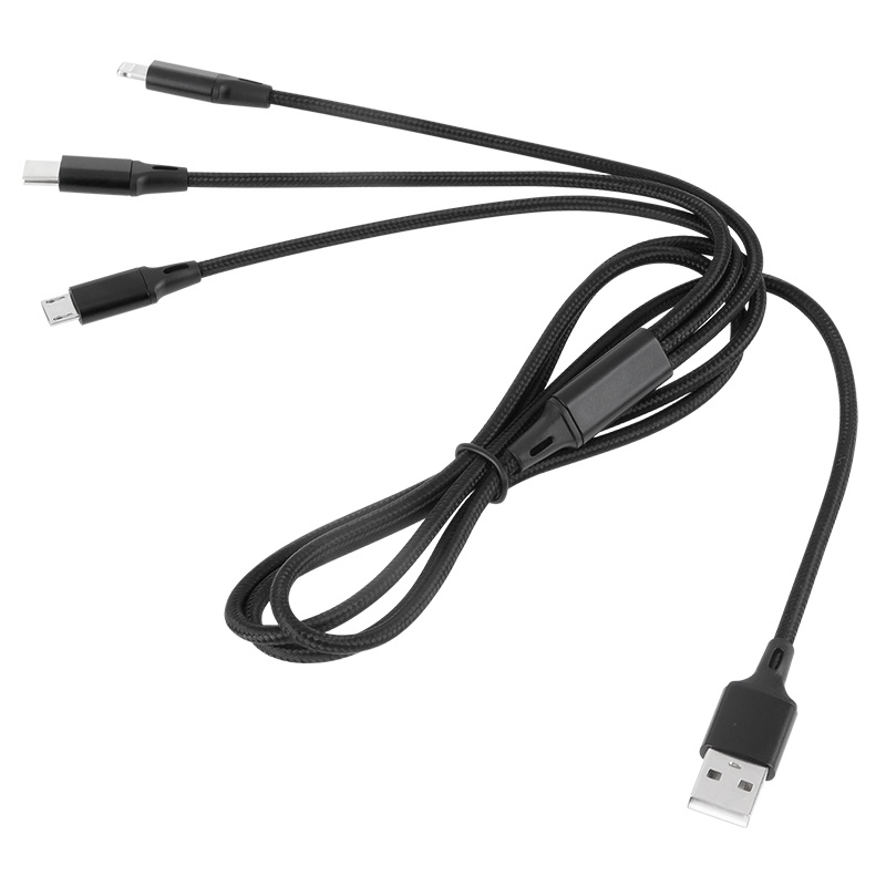 Cablu USB 3in1 1m Lightning, USB-C, Micro USB - Compatibil iPhone, Tablete și E-Book Reader, Roșu [1]