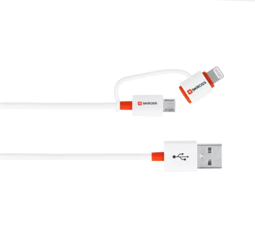 Cablu USB Skross Essentials Line 2 in 1 cu conector micro USB - lightning alb 1m – IoElectronice.ro [2]