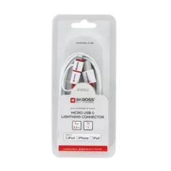 Cablu USB Skross Essentials Line 2 in 1 cu conector micro USB - lightning alb 1m – IoElectronice.ro [3]