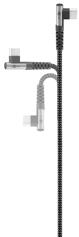 Cablu elegant extra-robust textil 1m 60W USB2.0 type C 90 grade - USB type C mufe metalice Goobay 64659 [5]