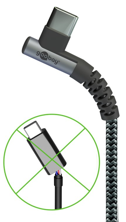 Cablu elegant extra-robust textil 1m 60W USB2.0 type C 90 grade - USB type C mufe metalice Goobay 64659 [2]