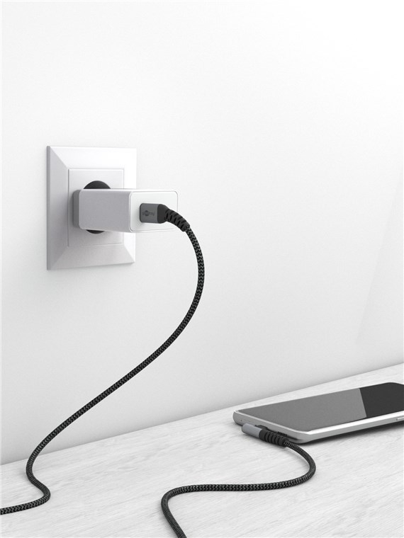 Cablu elegant extra-robust textil 1m 60W USB2.0 type C 90 grade - USB type C mufe metalice Goobay 64659 [6]