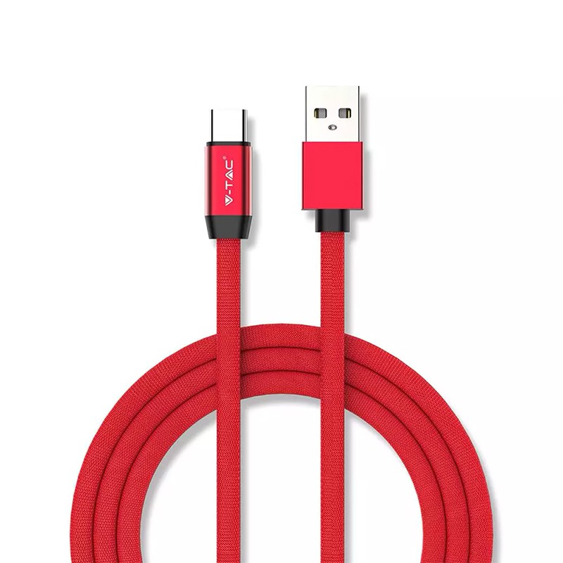 Cablu USB TYPE C 1m plat roșu 2.4A RUBY EDITION V-Tac SKU-8631 – IoElectronice.ro [2]