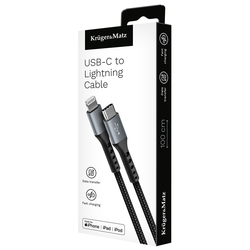 Cablu USB type C - Lightning certificat MFI 1m 3A bumbac OFC Kruger&Matz – IoElectronice.ro [3]
