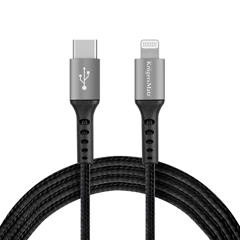 Cablu USB type C - Lightning certificat MFI 1m 3A bumbac OFC Kruger&Matz – IoElectronice.ro [2]