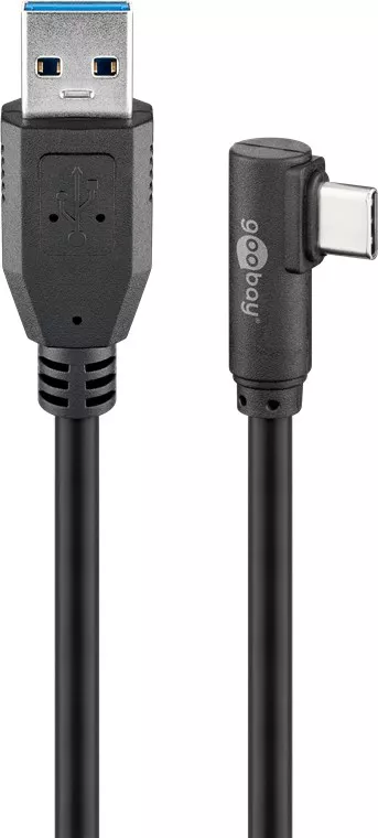 Cablu USB Type C unghi 90 grade la USB A 3.0 2m Goobay negru [2]