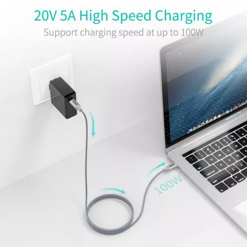 Cablu USB Type C PD 100W 1.8m Gri – Încărcare Rapidă și Transfer Date pentru MacBook, Telefon și Gadgeturi [2]