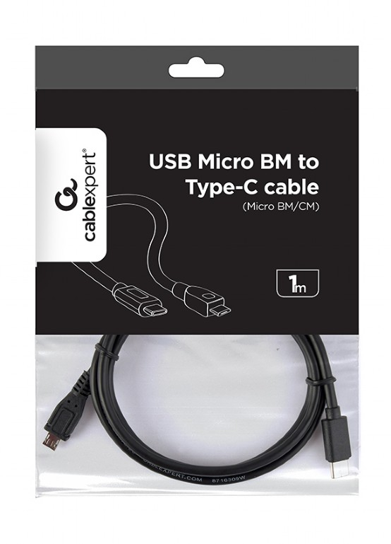 Cablu USB2.0 B micro mufă - USB Type C mufă 1m negru PVC GEMBIRD CCP-USB2-MBMCM-1M – IoElectronice.ro [2]