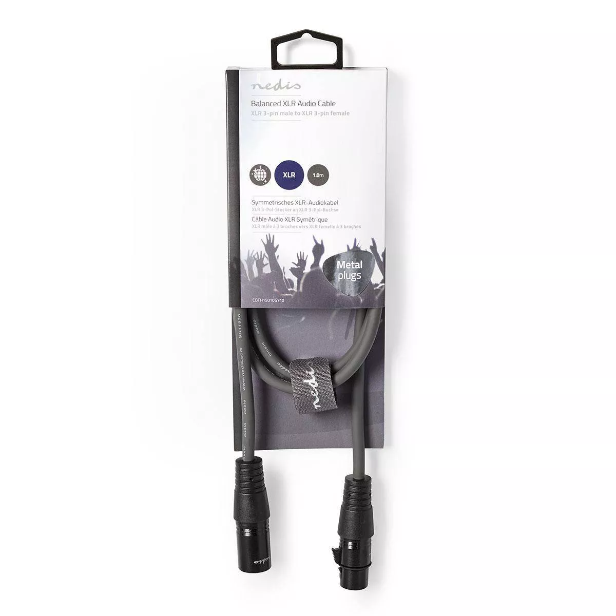 Cablu XLR Stereo XLR 3 pini tata - XLR 3 pini mama 1m gri Nedis [3]