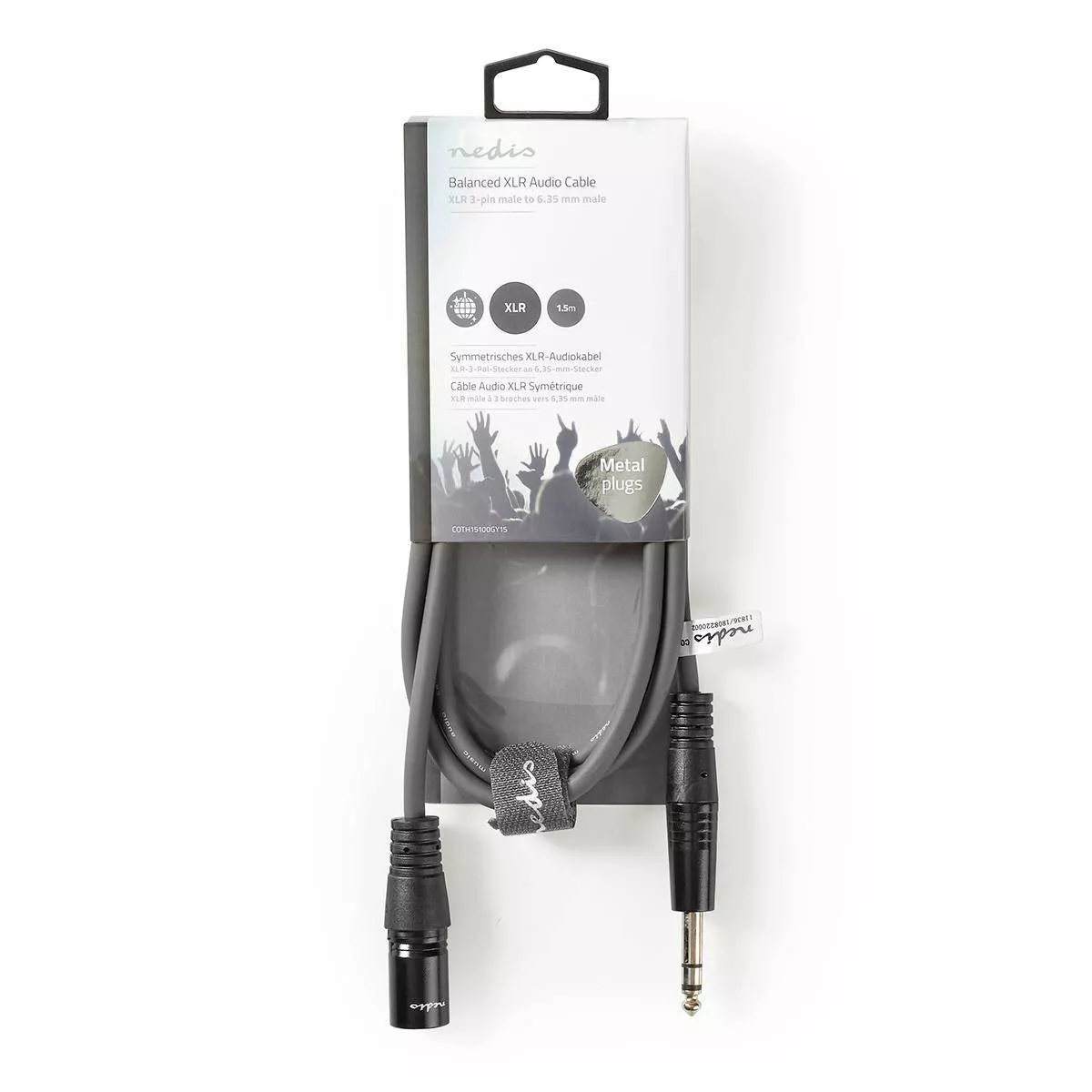 Cablu XLR stereo Nedis XLR 3pini tata - Jack 6.3 mm tata 1.5m gri [3]