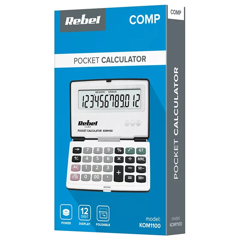Calculator de buzunar 12 cifre PC-50 REBEL – Compact, funcții avansate, design pliabil, ușor de purtat [6]