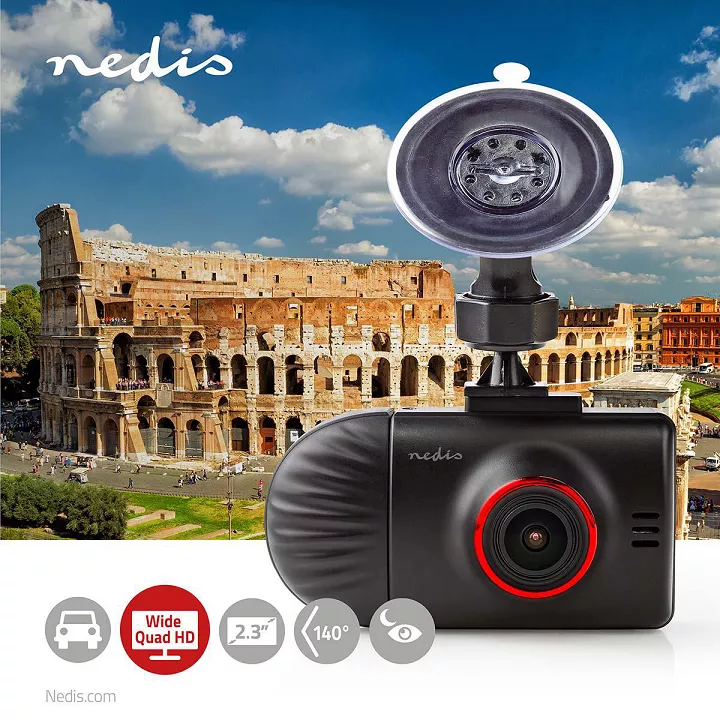 Camera auto dublă 1440p 2K Wide Quad HD cu Night Vision, G-Sensor și Wi-Fi - Nedis [2]