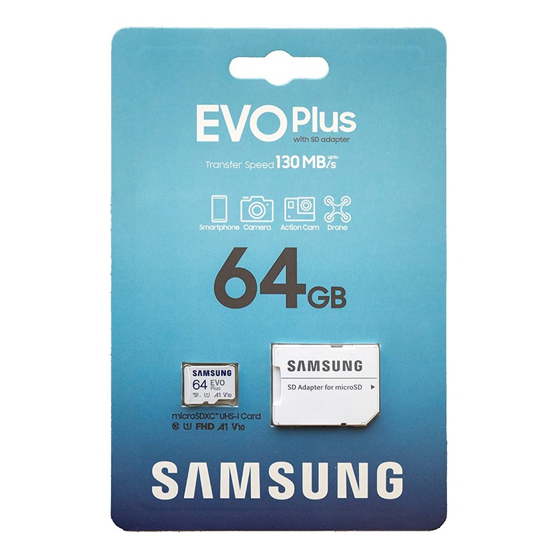 MicroSDHC UHS-1 CARD + adaptor SD 64GB 130MB/s EVO PLUS SAMSUNG MB-MC64KA/EU [2]