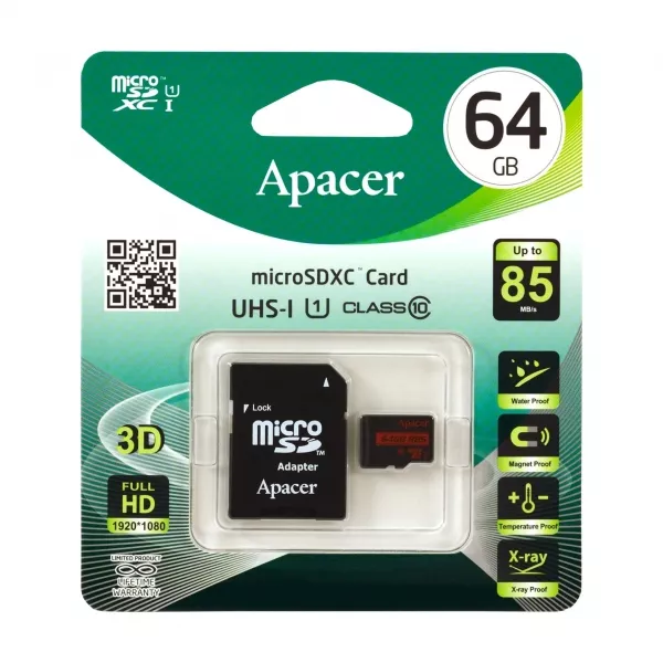 Card microSDXC Apacer 64GB UHS-I Class 10 cu adaptor SD – viteza 85MB/s, memorie fiabilă pentru dispozitivele tale [4]