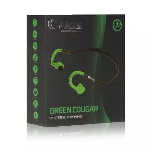 Cască stereo 3.5 mm Cougar verde/negru rezistentă la apă NGS [2]