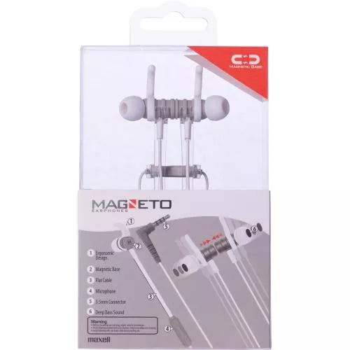 Casti in-ear Magneto Maxell 3.5mm alb-gri, microfon, cablu 1.27m – Perfect pentru zi cu zi [3]