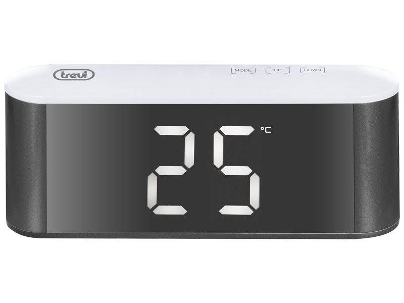Ceas de masă cu alarmă și termometru LED alb, design elegant, funcție Snooze, dimmer și alimentare duală [2]