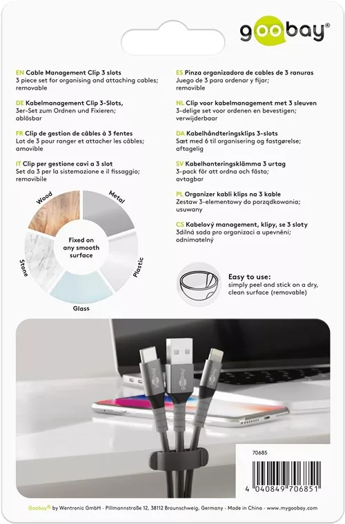 Cleme pentru gestionarea cablurilor 3 sloturi Goobay set 3buc negru – IoElectronice.ro [3]