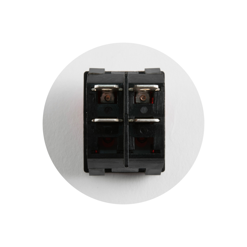 Comutator basculant 250V 10A, 2 circuite, 4 contacte, bec roșu, 32x26mm – întrerupător iluminat [3]