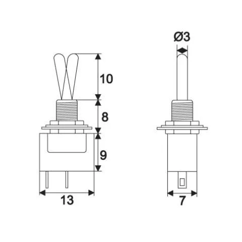 Comutator cu braț 1 circuit OFF-ON 3A/250V, fiabil și ușor de utilizat, pentru aplicații electrice sigure [2]
