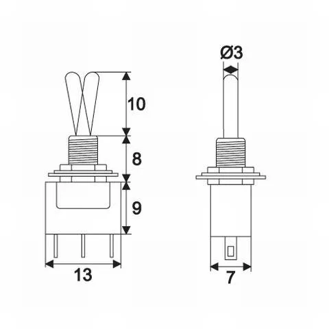 Comutator ON-ON 1 circuit 3A 250V cu reținere argintiu OEM, tip basculant, 24 luni garanție persoane fizice [2]