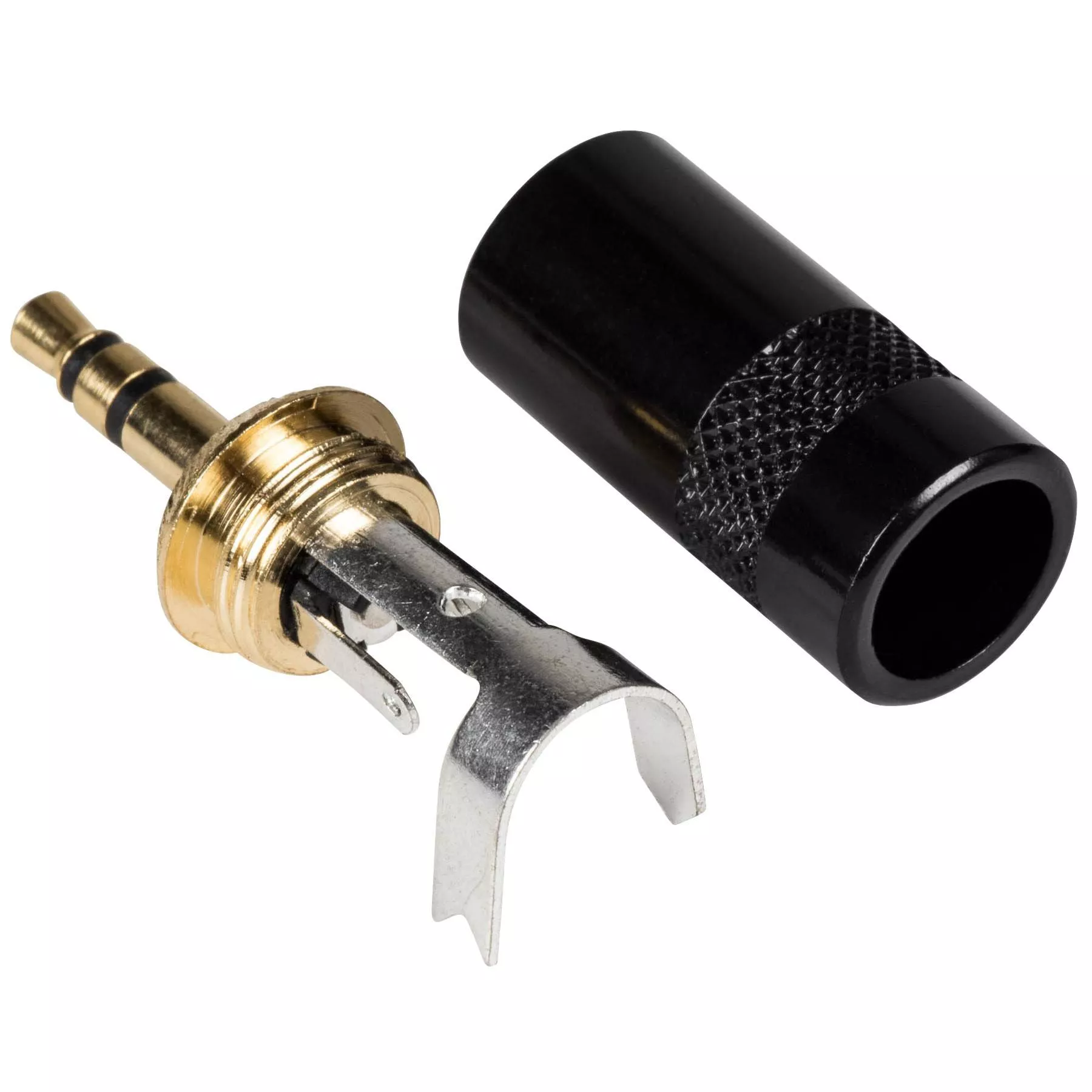 Conector JACK 3.5mm stereo tata aurit Neutrik Rean – calitate profesională, montare prin lipire, carcasa metalică neagră [3]