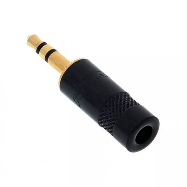 Conector JACK 3.5mm stereo tata aurit Neutrik Rean – calitate profesională, montare prin lipire, carcasa metalică neagră [4]