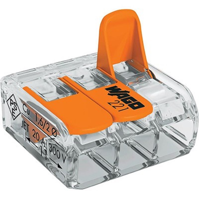Conector WAGO 221-413 Slim 3X4mm², Fiabil, Compact, Cu Pârghie, Testare Ușoară, 32A, 450V, Pentru Instalații Electrice Profesionale [1]