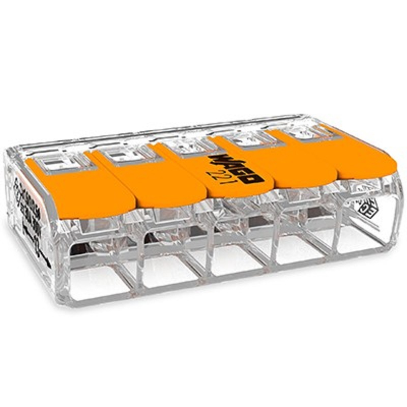 Conector WAGO 221-615 Slim 5X6mm², Fiabil, Compact, Cu Pârghie, Testare Ușoară, 41A, UL/ENEC, Transparent, 1 an garanție [1]