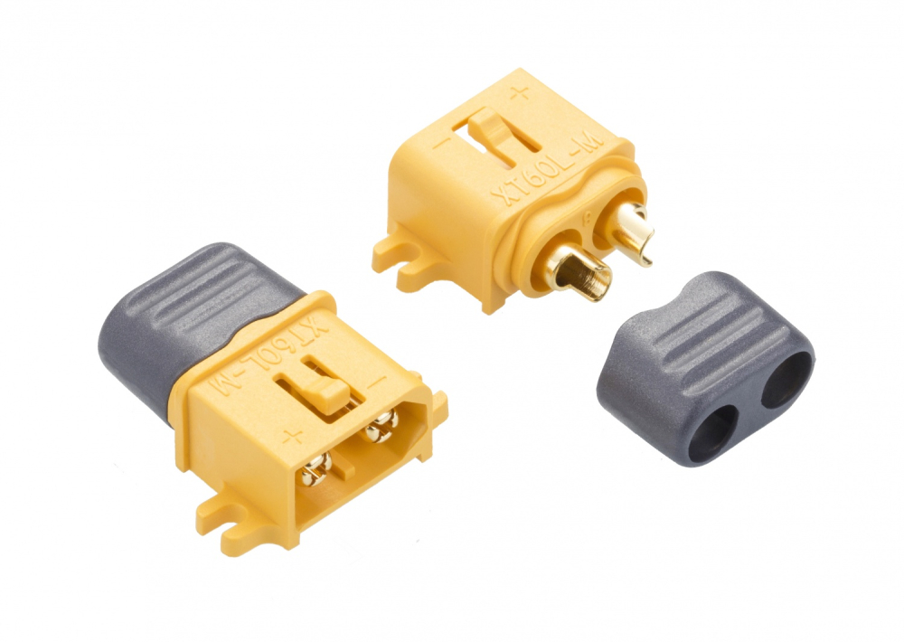 Conector XT60 alimentare DC mufă tată 2pin lipire galbenă AMASS XT60L-M – IoElectronice.ro [2]