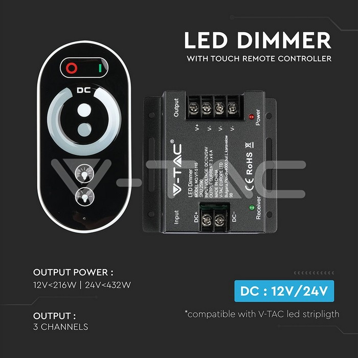 Controller bandă LED Dimabil cu touch 12V 216W / 24V 432W V-TAC – IoElectronice.ro [9]