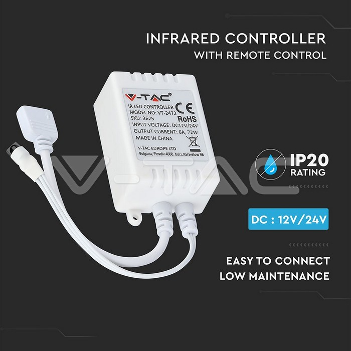 Controller LED RGB 24 butoane 12V/6A 24V/72W V-TAC – IoElectronice.ro [7]