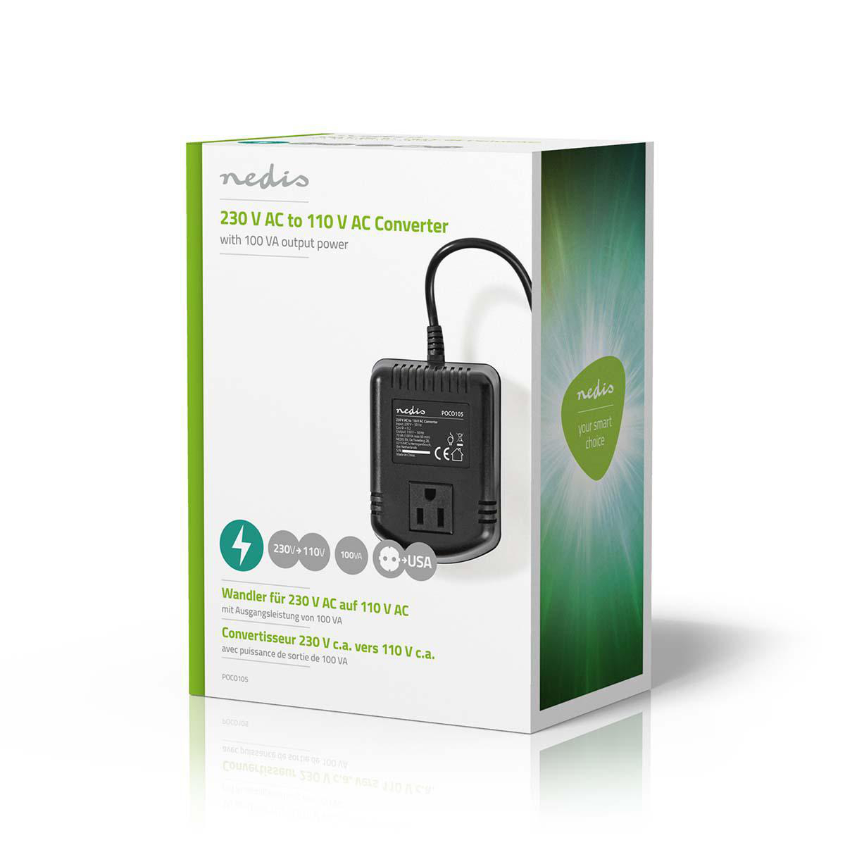 Convertor de tensiune 230V-110V 100W ieșire USA Nedis POCO105 [2]