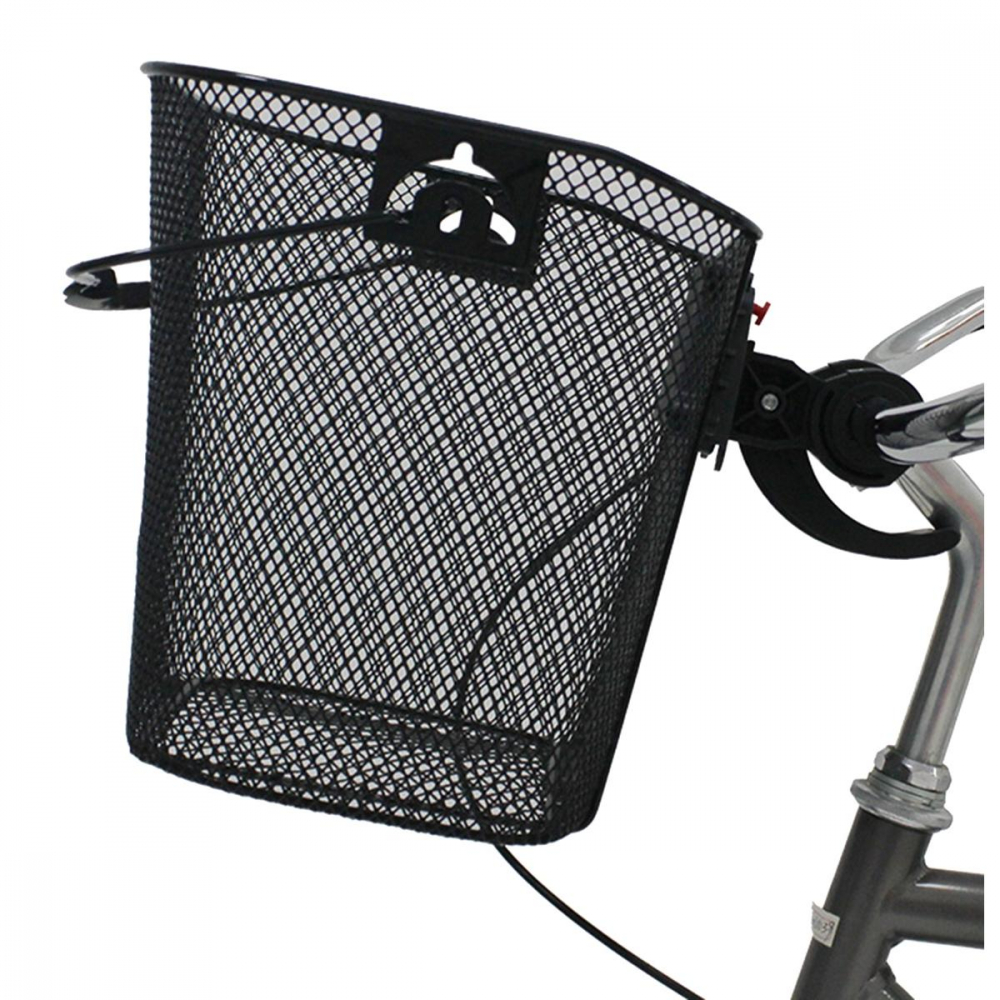 Cos metalic pentru bicicletă negru cu mâner, montare rapidă CLICK, încăpător și compatibil pentru modele 20-28" [2]