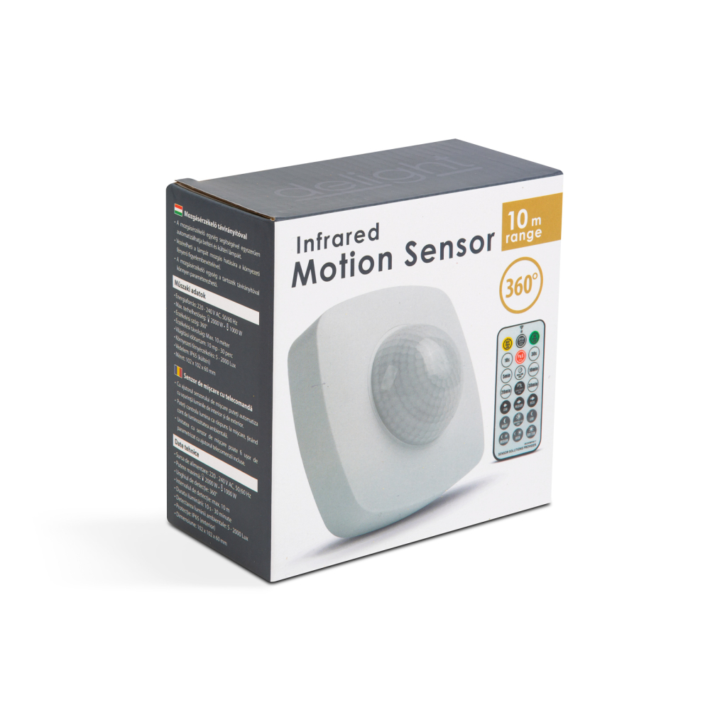 Detector de mișcare cu telecomandă 360° 10m 2000W - IP65 Delight 18693 – IoElectronice.ro [2]