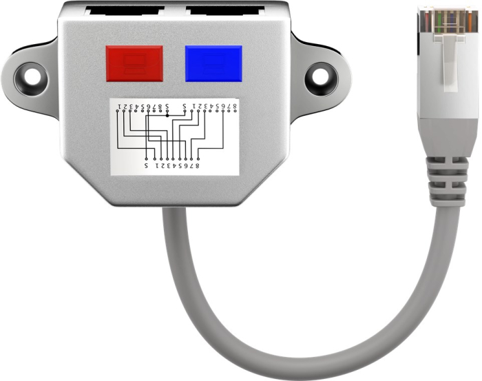Distribuitor RJ45 la 2x RJ45 mama Goobay, lungime 10 cm, conectori RJ45, standard 8P8C, accesorii internet. [2]