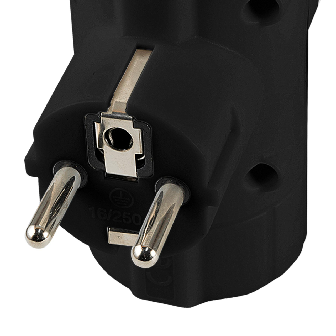 Distribuitor tip T 3x prize schuko cu protecție negru 16A 3680W TPF-26/BK Home – IoElectronice.ro [2]