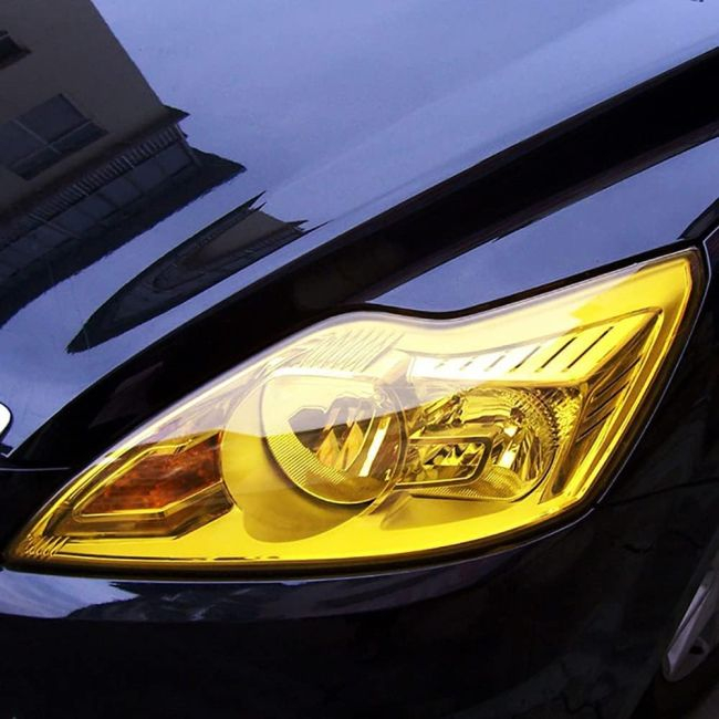 Folie protectie faruri și stopuri auto galbenă, 1m liniar, rezistentă UV și adeziv permanent, pentru tuning și evenimente auto [3]