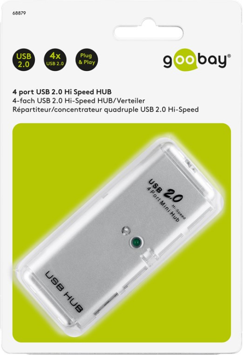 Hub USB 2.0 4 Porturi Gri, Viteză 480MB/s, Cablu 6cm, Compatibil Windows & Mac, Compact și Rapid [2]