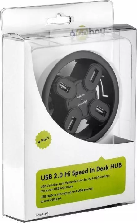 Hub USB 2.0 4 Porturi Montabil în Birou - Transfer Rapid de Date și Compatibil cu Windows și Mac [1]
